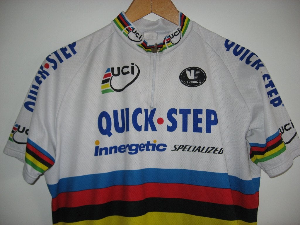 Paolo Bettini Wielertrui Wereldkampioen UCI Quick Step, Ophalen of Verzenden, XL, Vermarc