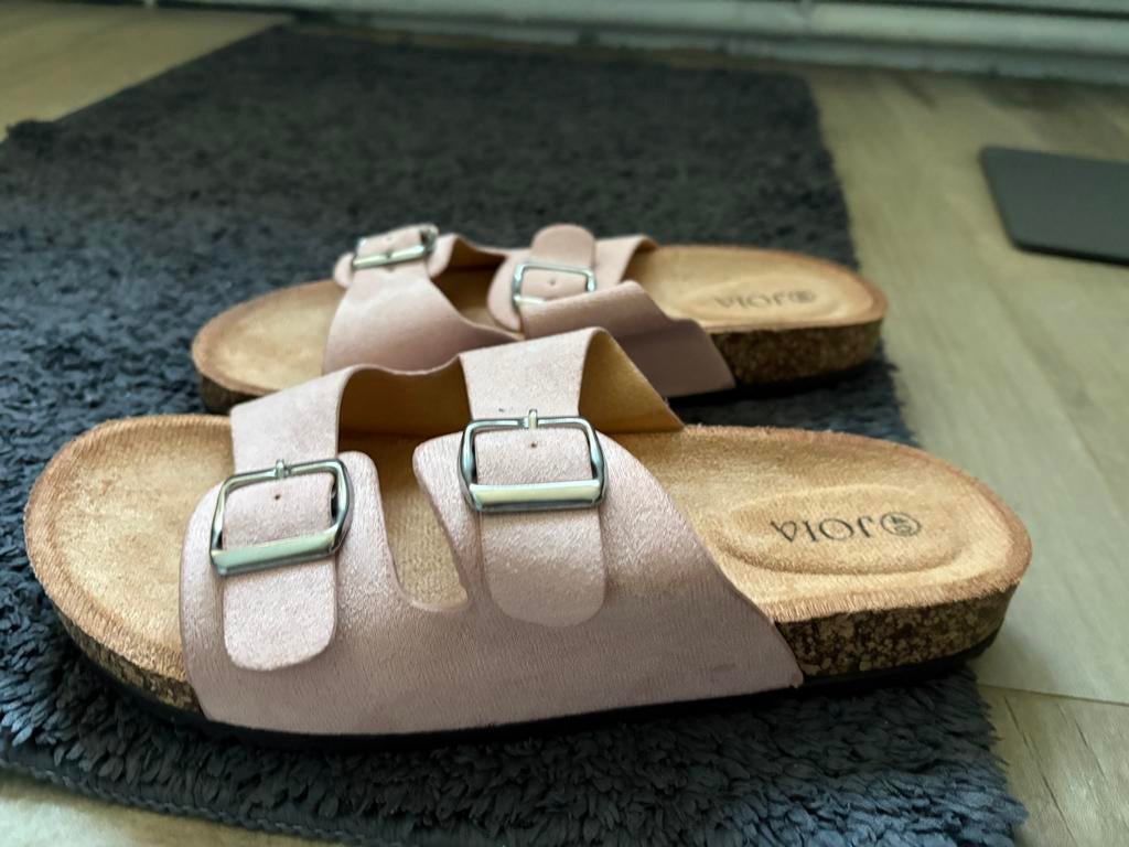 Mules type birkenstock cuir rose neuves, Neuf, Enlèvement ou Envoi, Rose, Sandales et Mûles