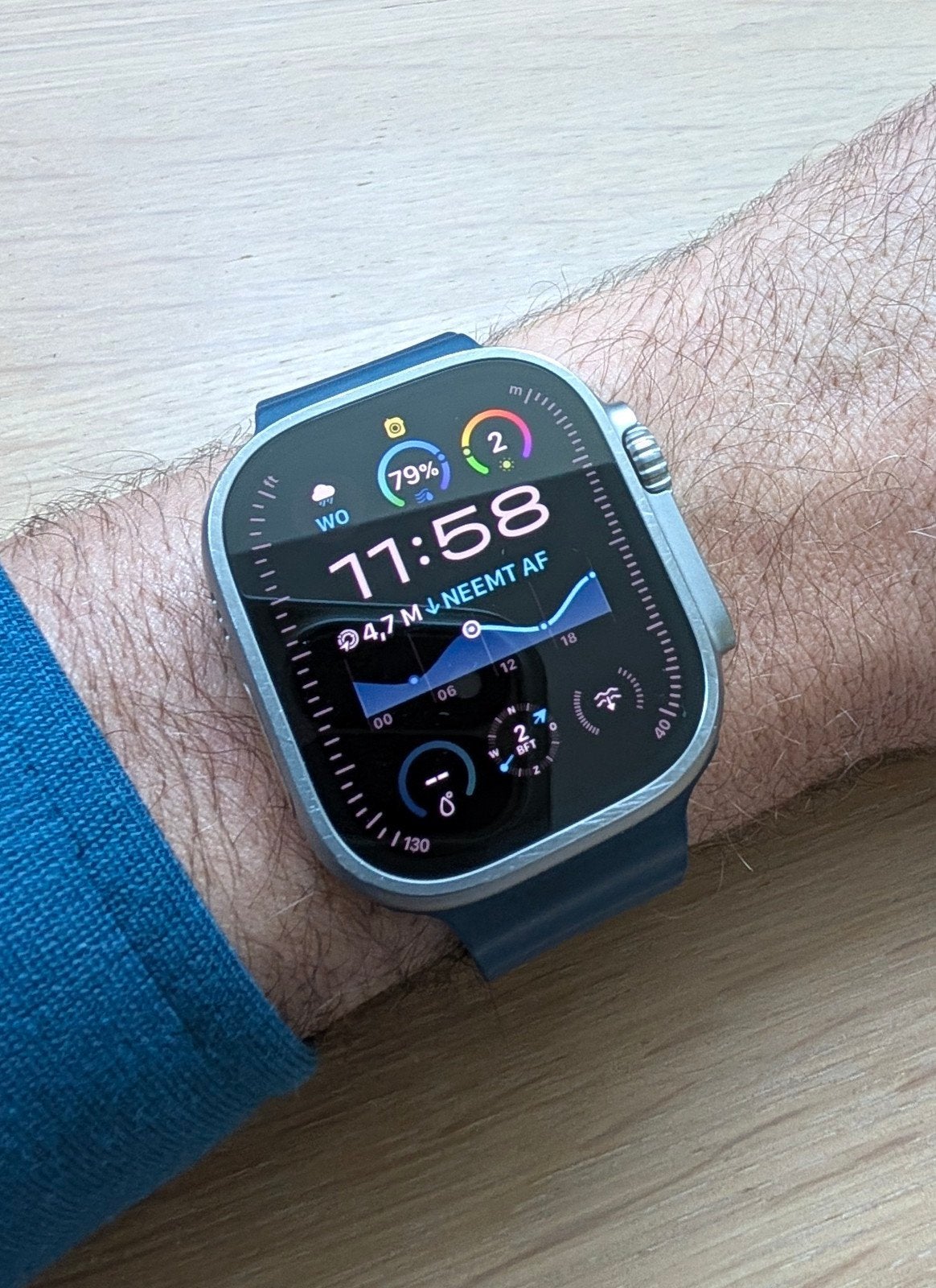 Apple Watch Ultra 2 - 49mm - Ocean band origineel, Ophalen, Blauw, Apple Watch, IOS
