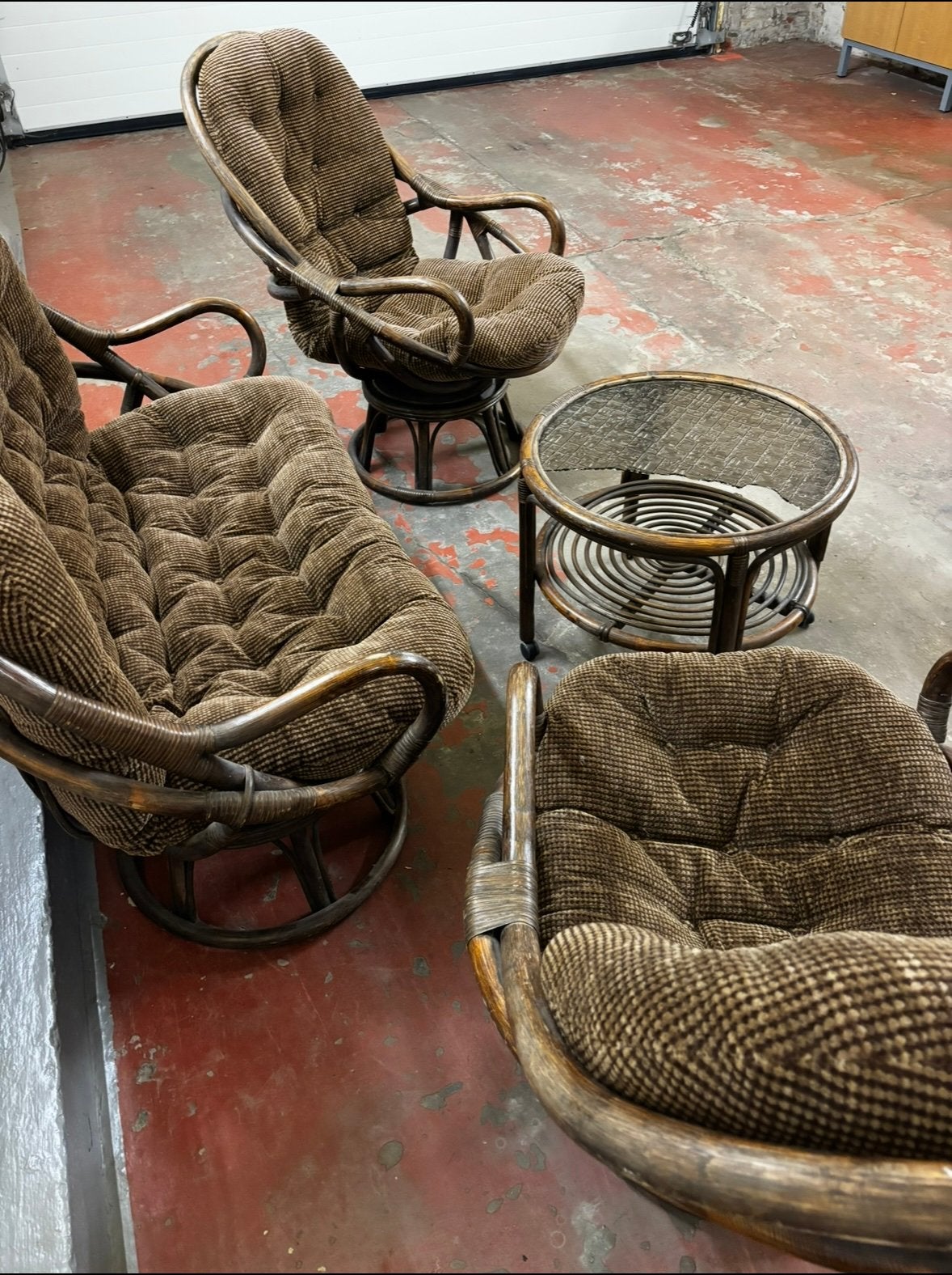 Vintage rotan salon, Huis en Inrichting, Zetels | Zetels, Ophalen, Vintage, Riet of Rotan, Zo goed als nieuw