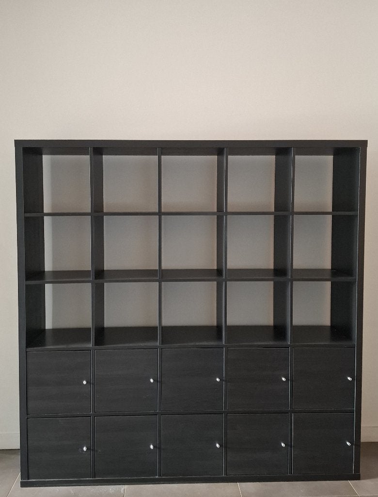Zwarte boeken/opbergkast Ikea kallax 182/182cm, Huis en Inrichting, Kasten | Boekenkasten, Ophalen, Met deur(en), 150 tot 200 cm