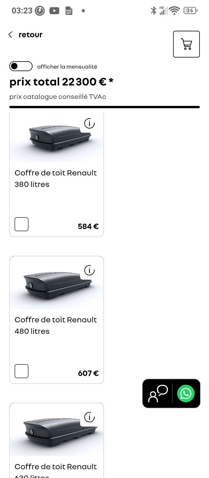 coffret de toit Renault 480 l  Date 29/01/26, Auto diversen, Dakkoffers, Ophalen