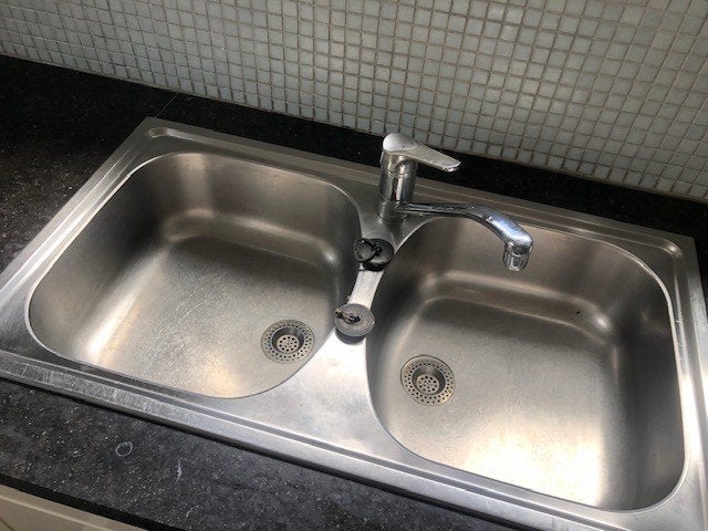 dubbele spoelbak keuken met kraan, Ophalen, Gebruikt, 50 tot 100 cm, 25 tot 50 cm
