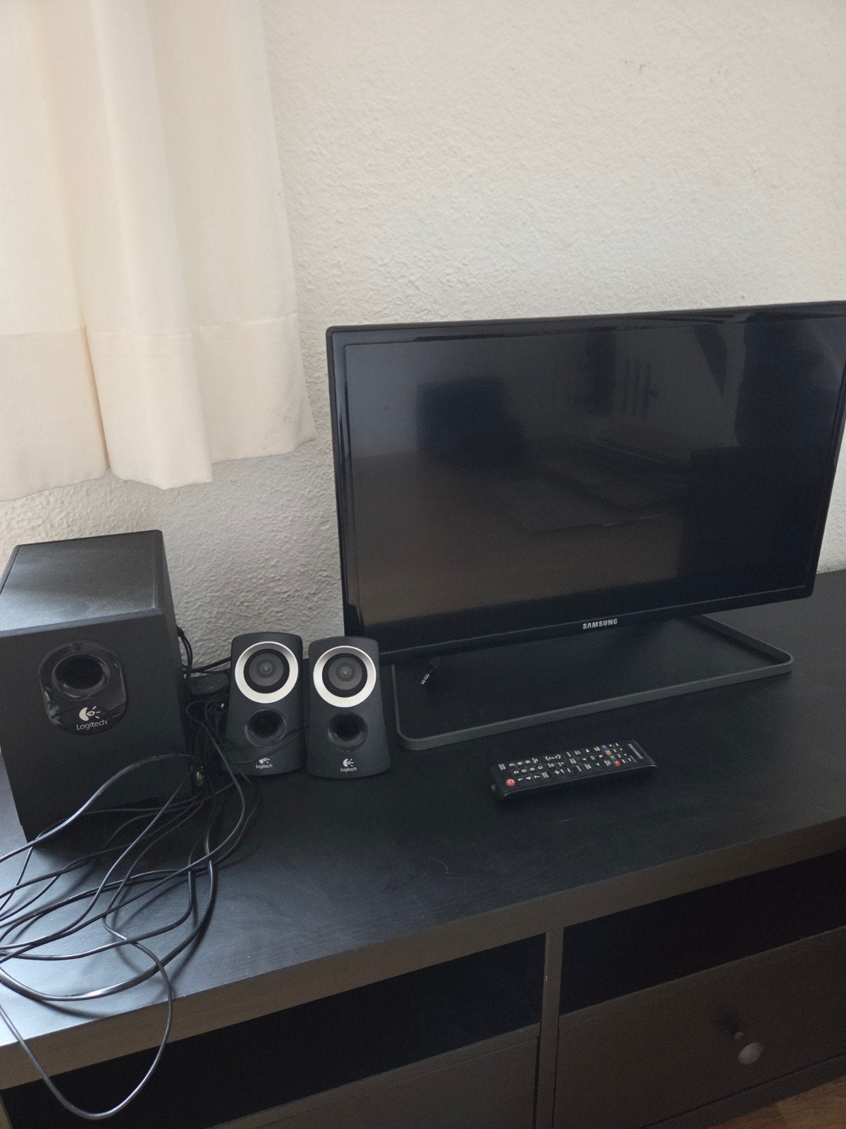samsung tv met logitech speakers met subwoofer, Audio, Tv en Foto, Home Cinema-sets, Ophalen