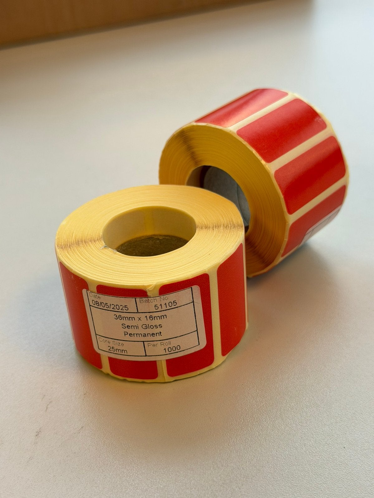 Étiquettes à transfert thermique rouges 36 x 16mm 2 rouleaux, Informatique & Logiciels, Étiqueteuses, Neuf, Enlèvement ou Envoi