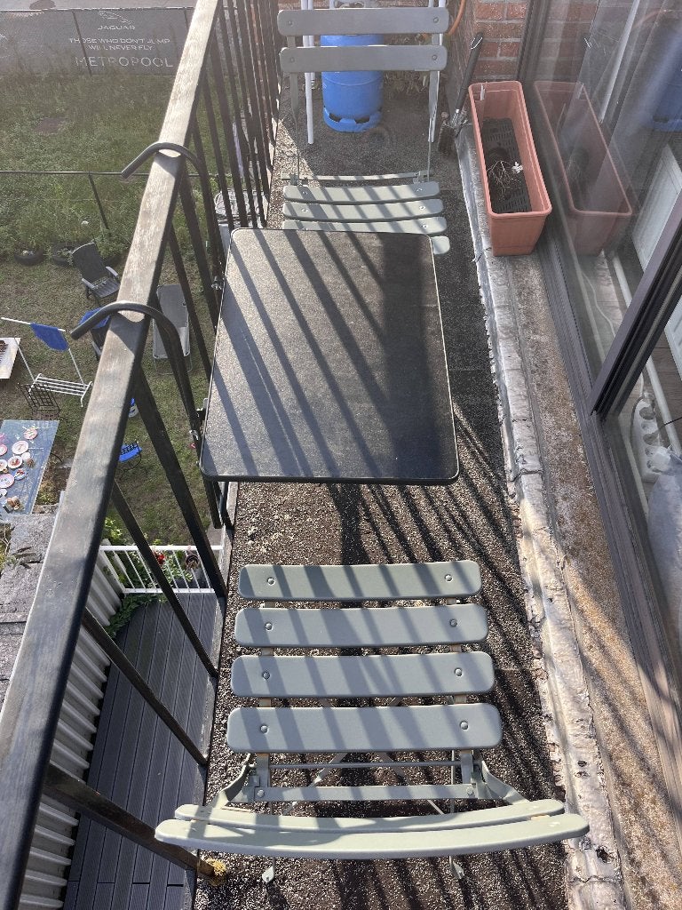 SET TABLE AND 2 CHAIRS, Tuin en Terras, Ophalen, Gebruikt, Metaal, Inklapbaar