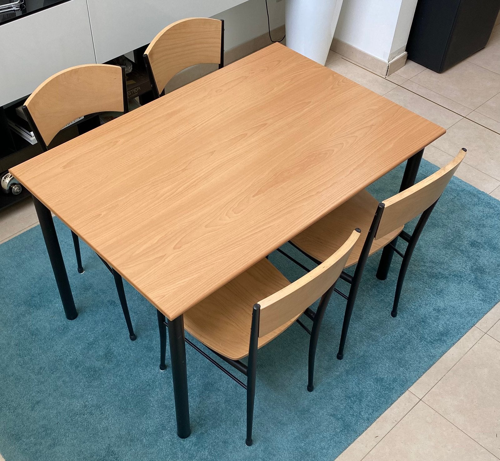 Eetkamerset met 4 stoelen, Huis en Inrichting, Ophalen, Gebruikt, 100 tot 150 cm, 50 tot 100 cm