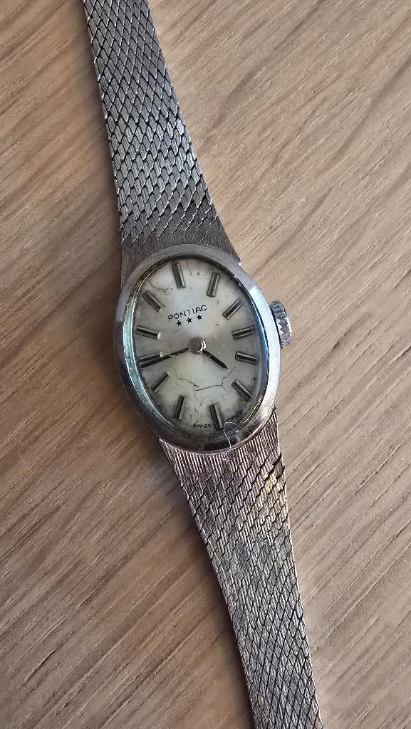 Pontiac dameshorloge Vintage - 3 sterren met code op kast, Enlèvement ou Envoi, Montre-bracelet