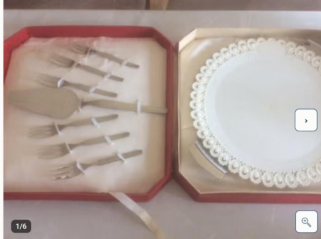 Taartenschotel en schepje vintage, Ophalen of Verzenden