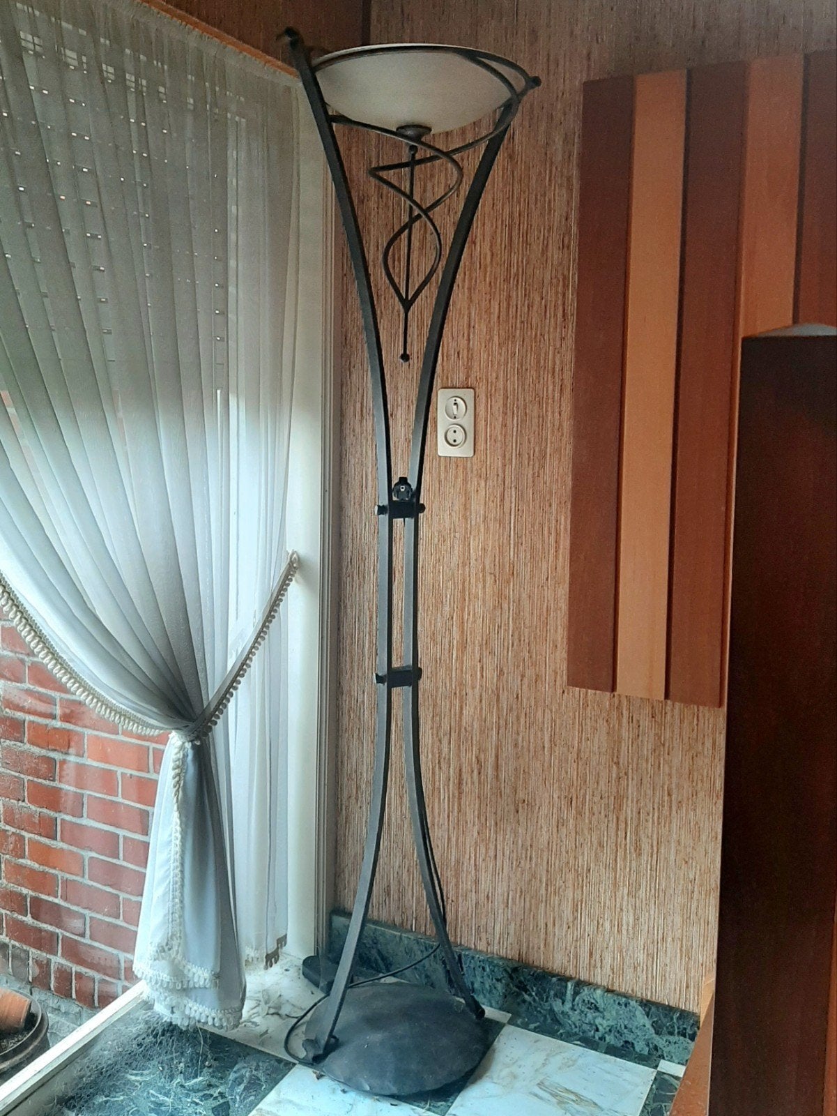 stalamp in metaal en glas, Antiek en Kunst, Ophalen