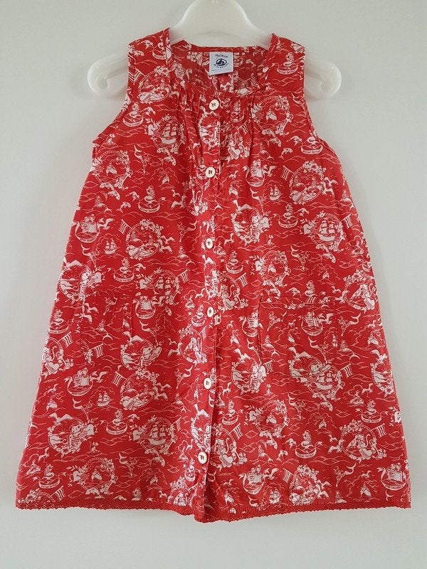 PETIT BATEAU - Robe rouge avec sirènes - T.18 mois/81cm, Robe ou Jupe, Enlèvement ou Envoi, Utilisé, Petit bateau