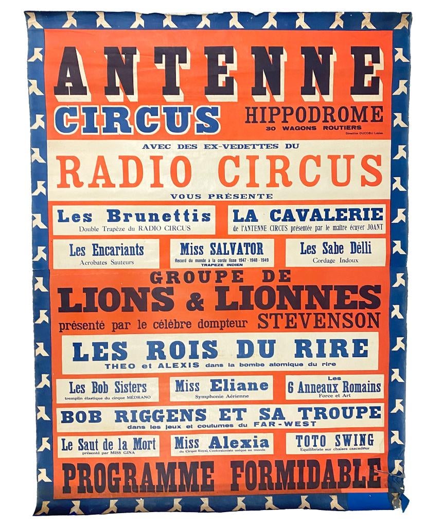 Vintage XL circus-affiche uit de jaren '60, Verzamelen, Ophalen of Verzenden, Deurposter of groter, Rechthoekig Staand, Reclame