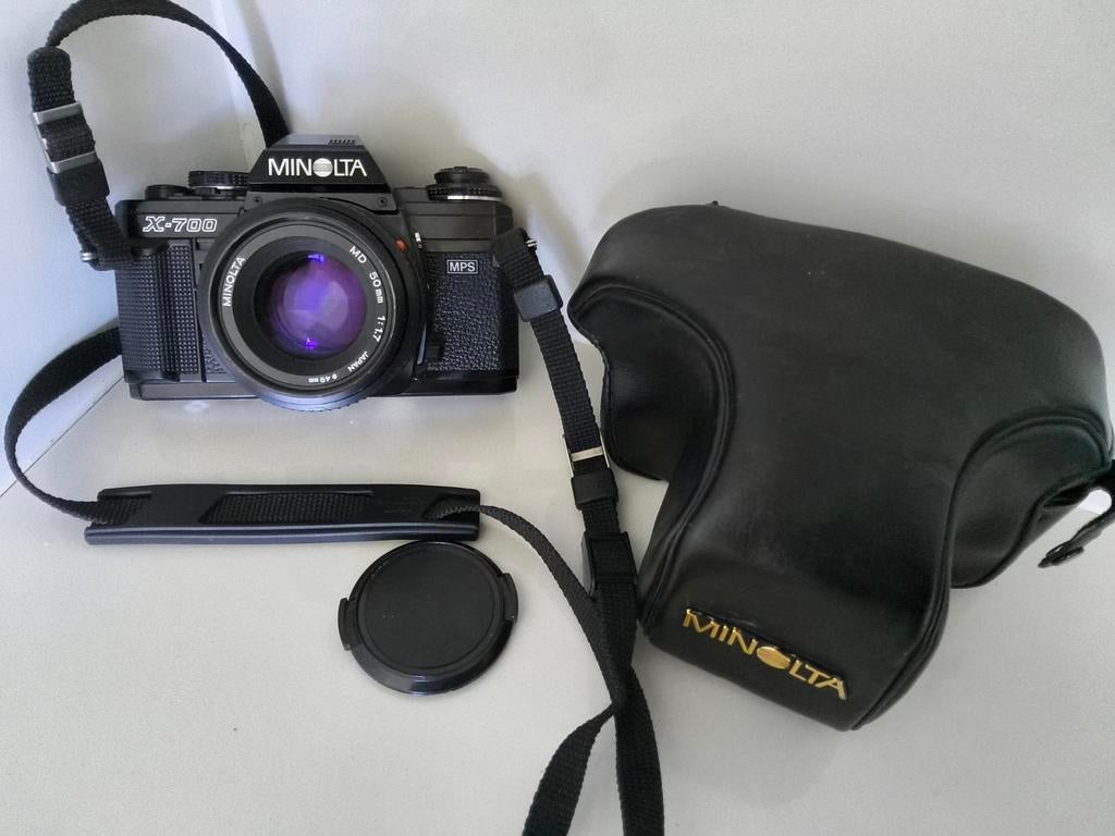 Minolta X700 Camera met een Minolta 50mm1:1.7 lens en tas, Audio, Tv en Foto, Fotocamera's Analoog, Ophalen of Verzenden, Zo goed als nieuw