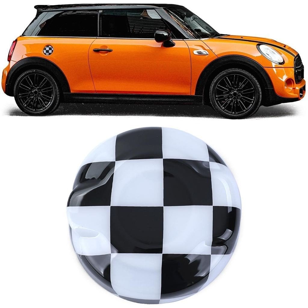 Tankklep Cover Zwart/Wit Karo Design voor Mini F55 / F56 / F, Autos : Divers, Tuning & Styling, Envoi