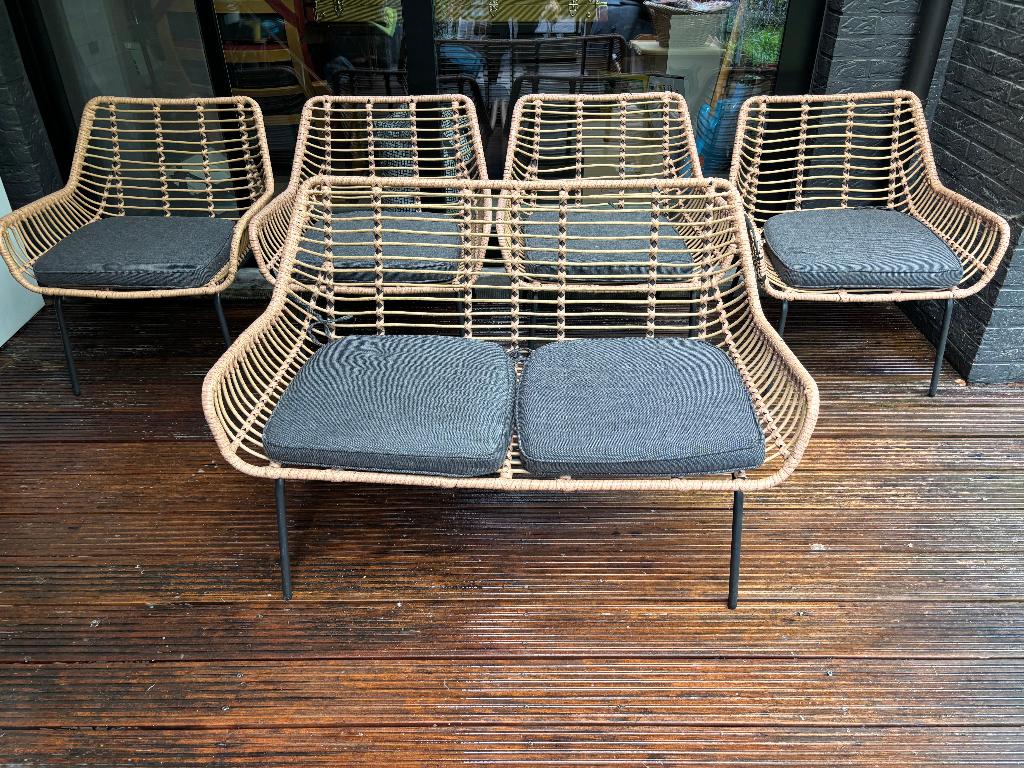 Toffe lounge set, Ophalen, Gebruikt, Rotan, 6 zitplaatsen