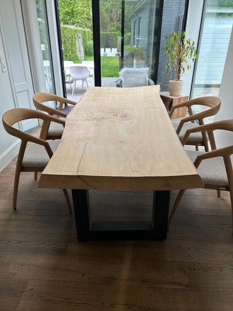 Boomstamtafel, Huis en Inrichting, Tafels | Eettafels, Ophalen, Eikenhout, 200 cm of meer, 50 tot 100 cm