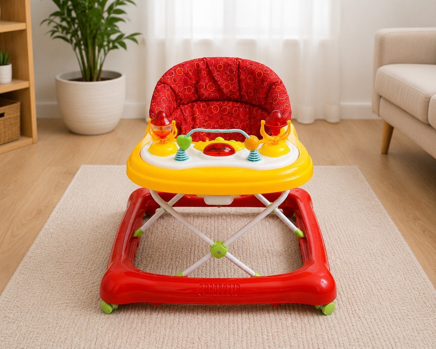 Babywalker met Speelblad – Opvouwbaar en Verstelbaar – Zeer, Kinderen en Baby's, Wipstoeltjes, Zo goed als nieuw, Met gordel(s) of riempje(s)