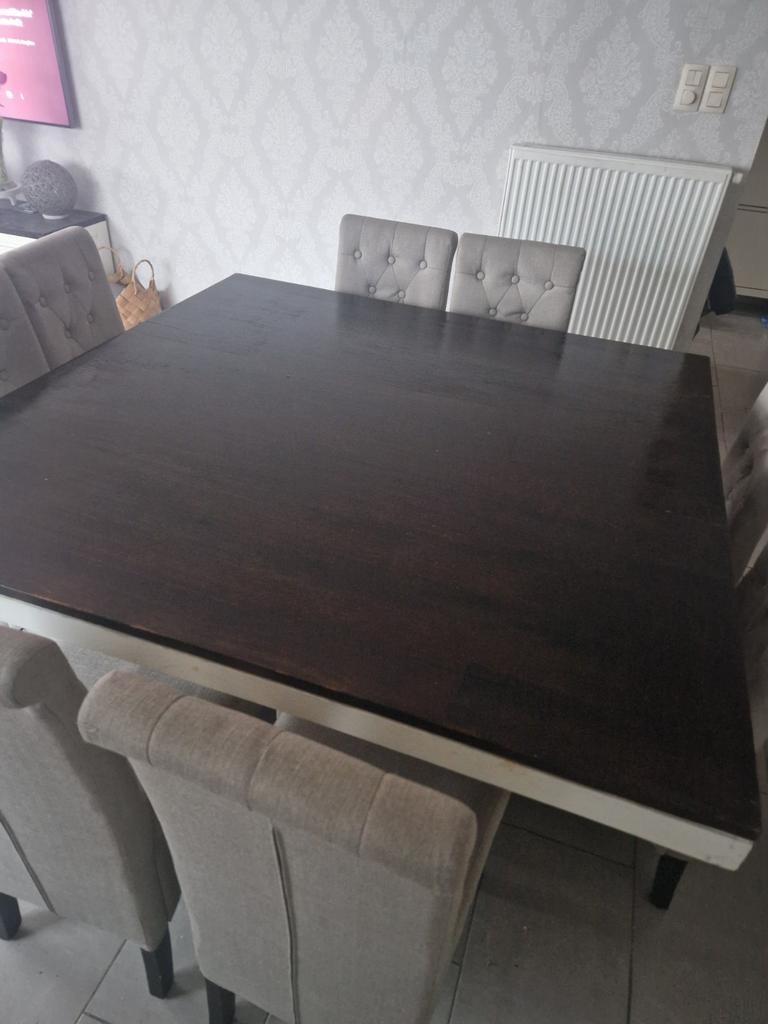 Eettafel 1m40 en stoelen, Enlèvement, Comme neuf, Landelijk