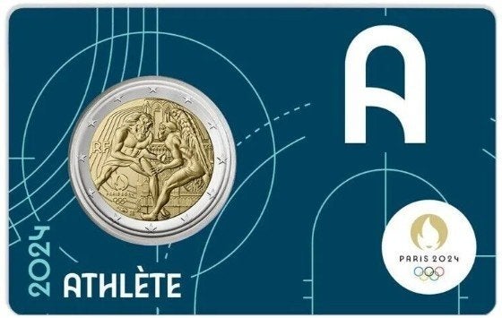 coincard 2 euro Frankrijk 2024 Olympische Spelen BLAUW, Verzenden, Frankrijk, 2 euro