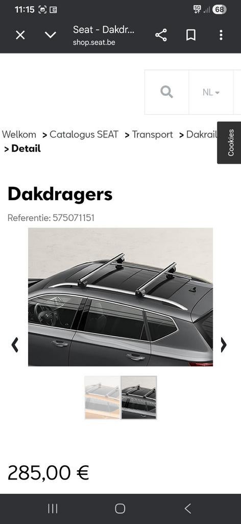 Seat ateca dakdragers, Ophalen, Seat