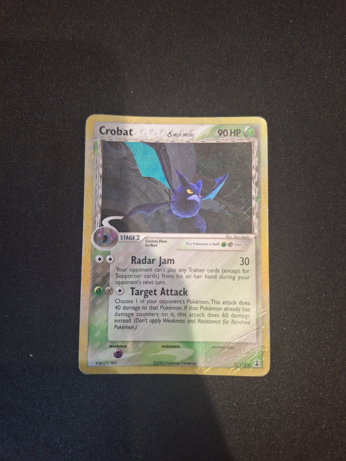 Crobat Delta Species 2/113 Holo - Vintage 2005 - Damaged, Enlèvement, Utilisé, Cartes en vrac, Foil