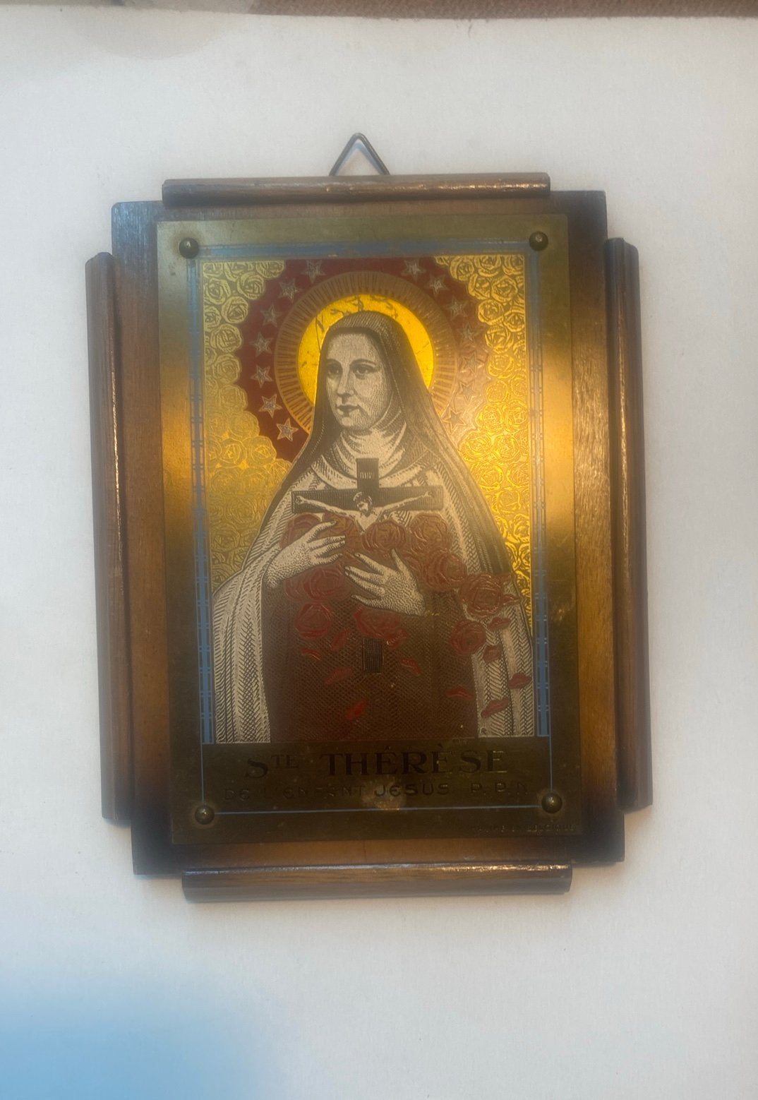 Antiek religieus Art Deco paneeltje Theresia van Lisieux, Ophalen of Verzenden