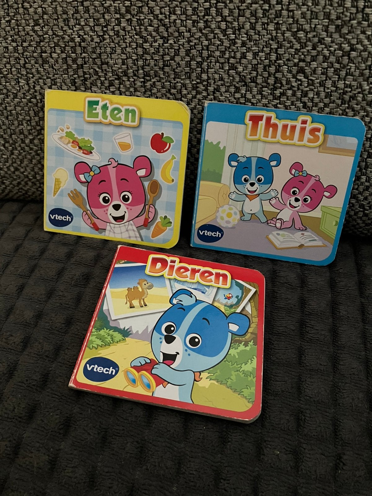 Set 3 boekjes in stevig karton thuis / eten / dieren, Boeken, Kinderboeken | Baby's en Peuters, Ophalen of Verzenden, Gelezen