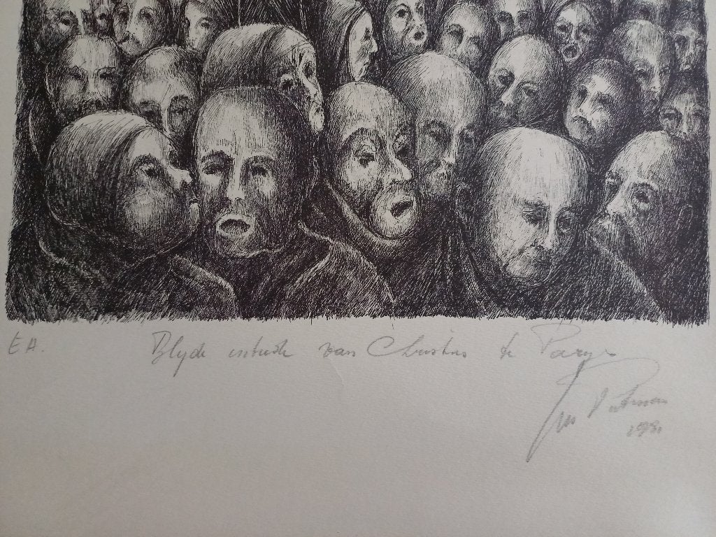 Luc Putman, Blijde intrede van Christus te Parijs, 1981, Enlèvement ou Envoi, Gravure, Signé