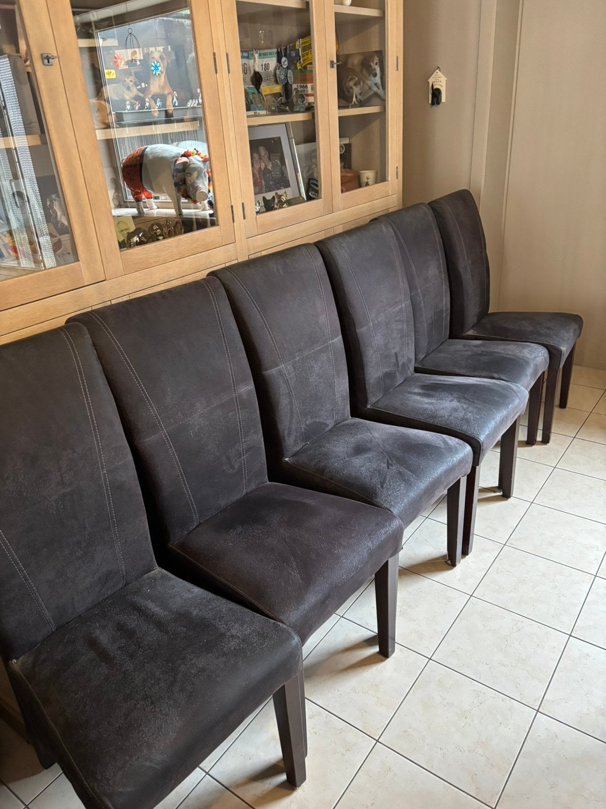 6 eetkamer stoelen, Huis en Inrichting, Ophalen, Gebruikt, Zwart, Stof