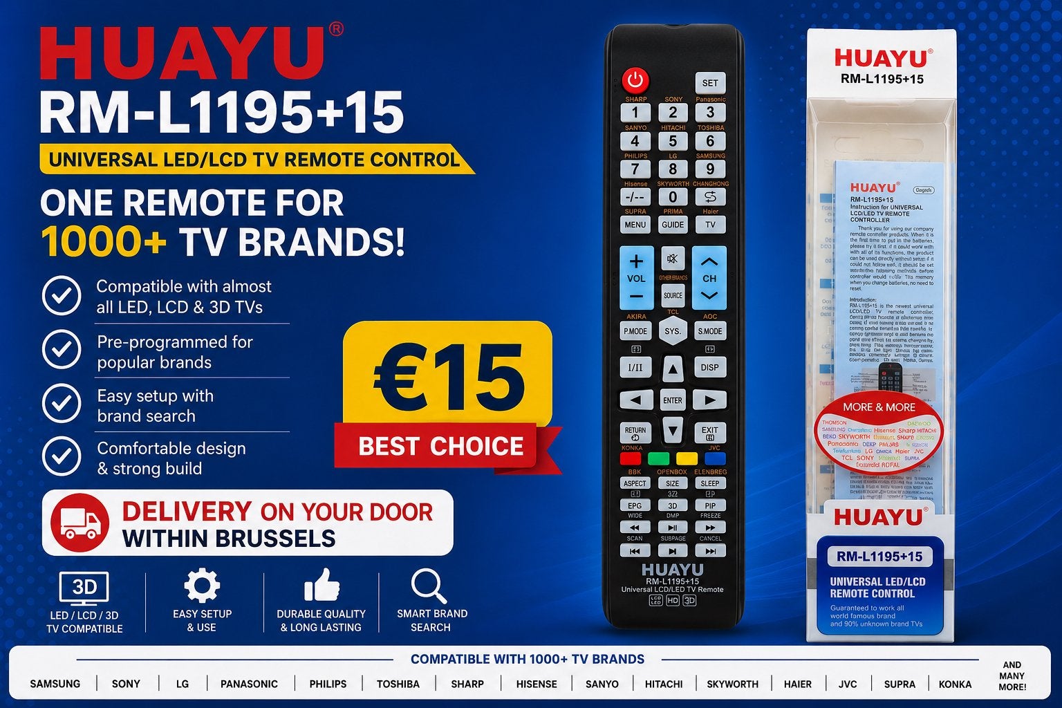 Télécommande Universelle Compatible avec téléviseurs, TV, Hi-fi & Vidéo, Télécommandes, Neuf, Universel, Enlèvement, TV