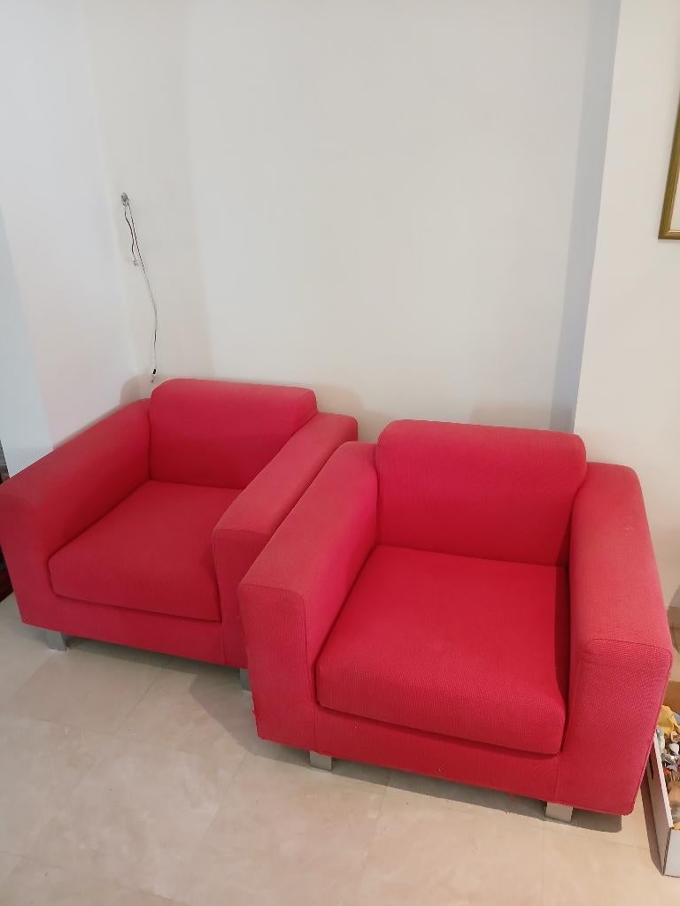 2 FAUTEUILS, Vintage, Rouge, Utilisé, Enlèvement