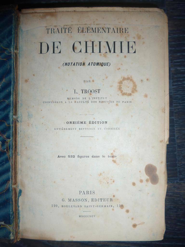 Traité élementaire de Chimie -Troost-1855 à Paris, Ophalen of Verzenden, Gelezen, Natuurwetenschap