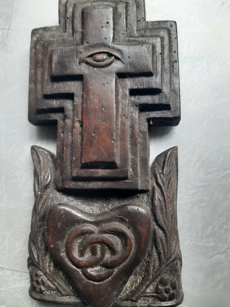oud antiek handgekapt kruisbeeld, Ophalen of Verzenden