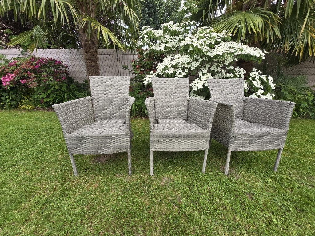 3 tuinstoelen, Jardin & Terrasse, Chaises de jardin, Enlèvement, Utilisé, Synthétique, Empilable