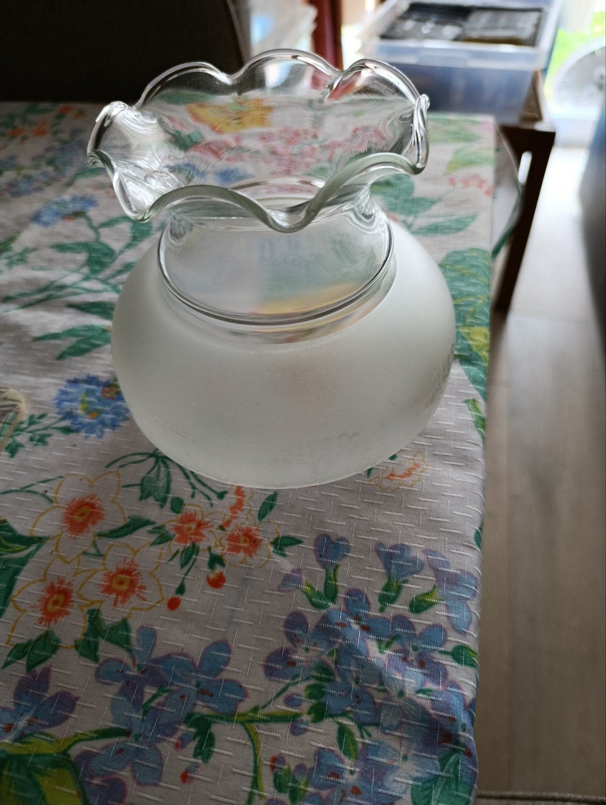 5 luster kapjes glas, Gebruikt, 13 cm, Wit, Rond