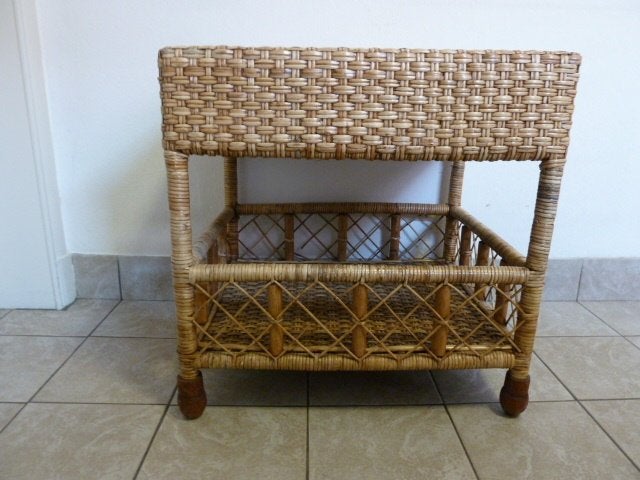 Kwalitatieve bijzettafel in Bamboe/Rotan 60-50-60cm, Ophalen