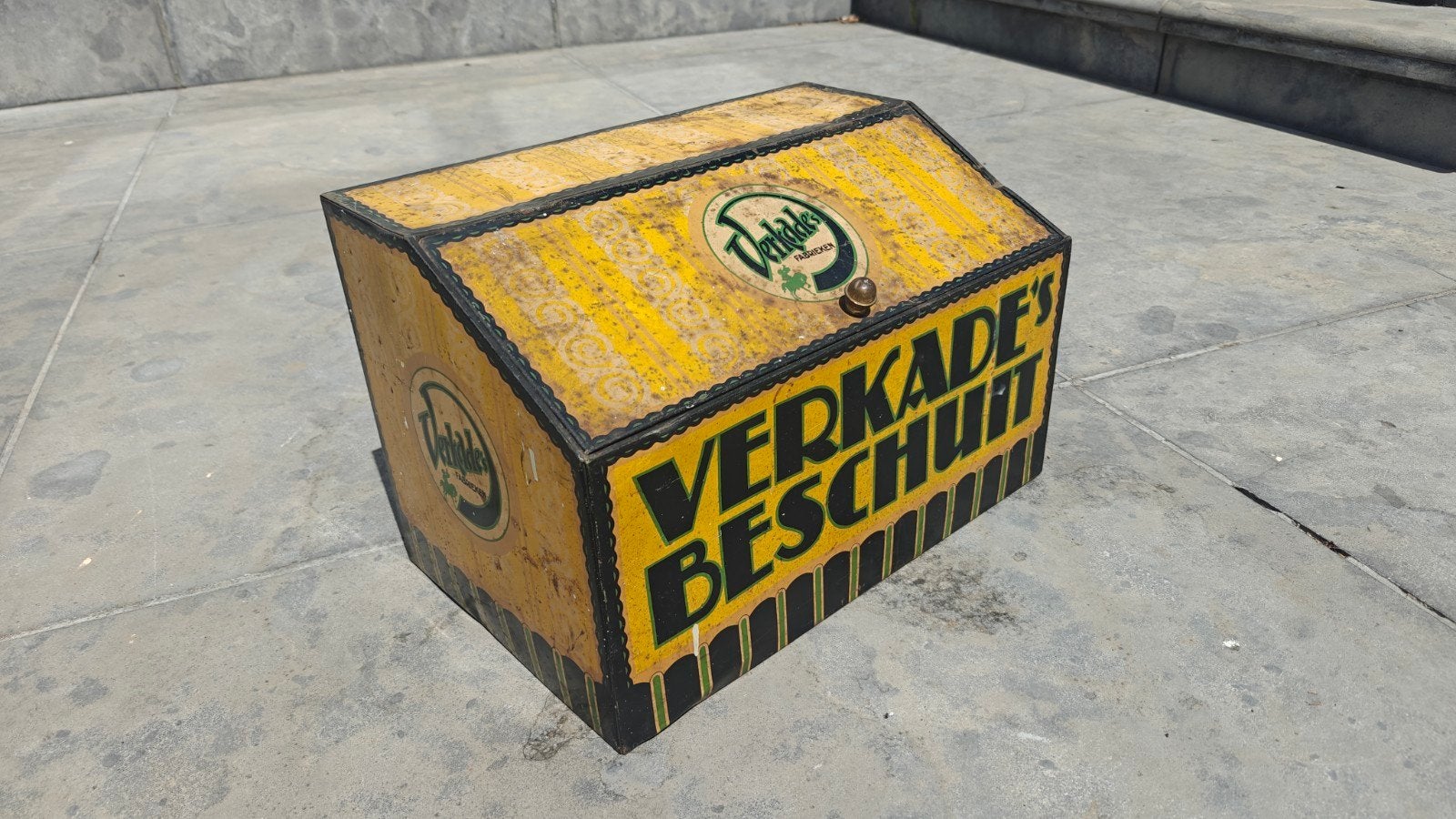 Oud groot Verkade's Beschuit blik, Verzamelen, Ophalen of Verzenden, Gebruikt, Beschuit, Verkade