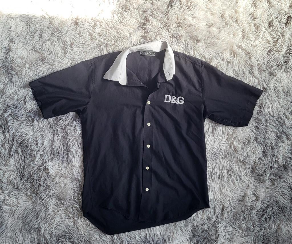 D&G Dolce & Gabbana Vintage bowlingshirt - Y2K - Maat L, Dolce & Gabbana, Zwart, Ophalen of Verzenden, Halswijdte 41/42 (L)