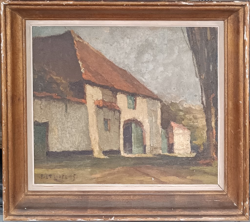 Piet Lippens (1890-1981): Hoevezicht (57 x 49 cm), Antiek en Kunst, Ophalen of Verzenden