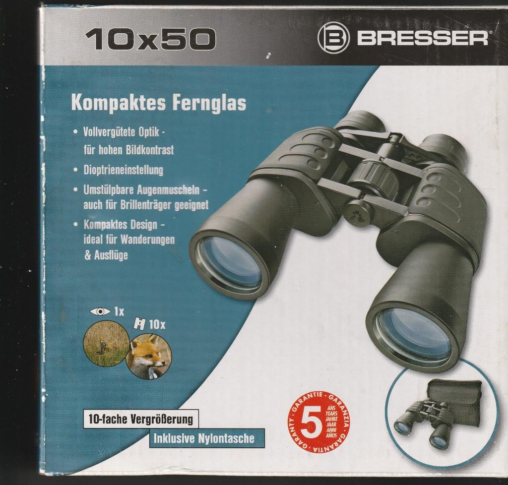 Bresser Optics Hunter 10x50 verrekijker BK-7 Zwart, Audio, Tv en Foto, Optische apparatuur | Verrekijkers, Ophalen of Verzenden