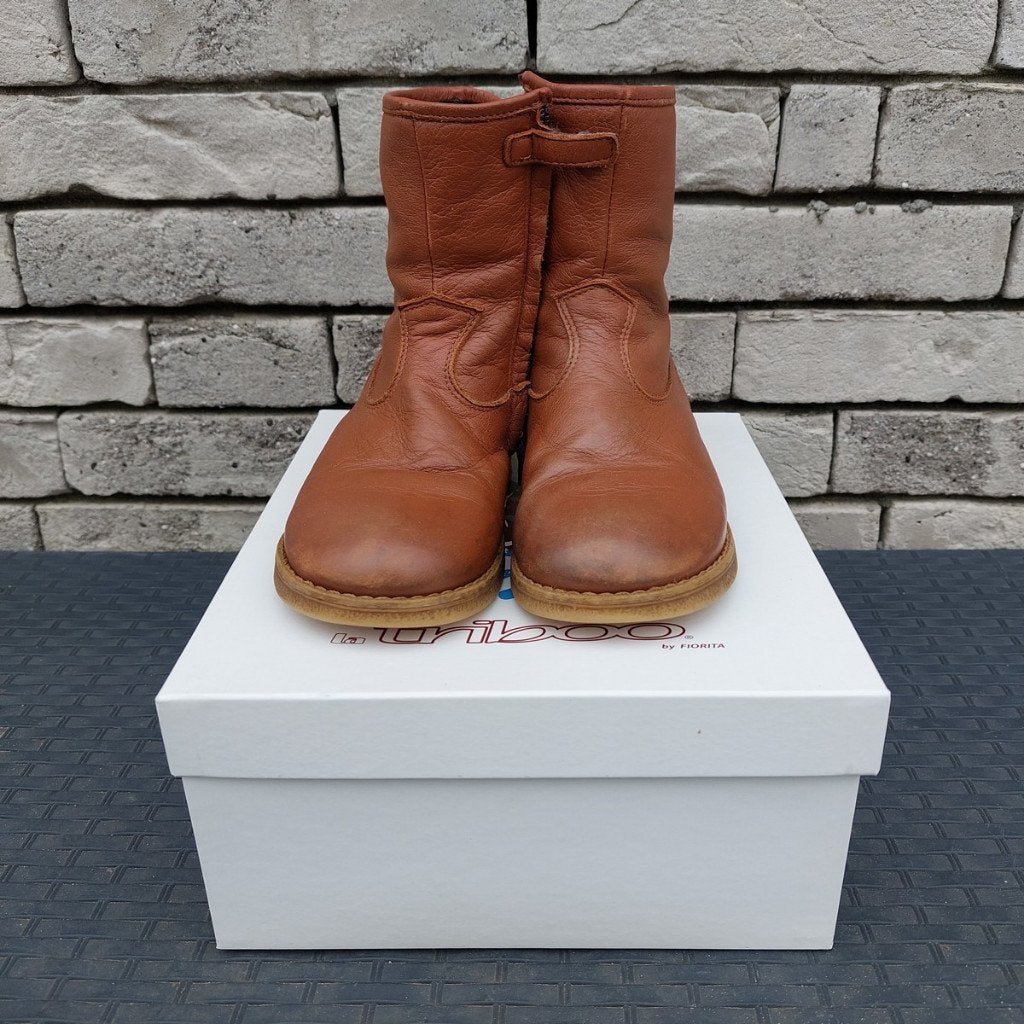 Triboo bruine lederen laarsjes maat 28, Gebruikt, Meisje, Triboo, Schoenen