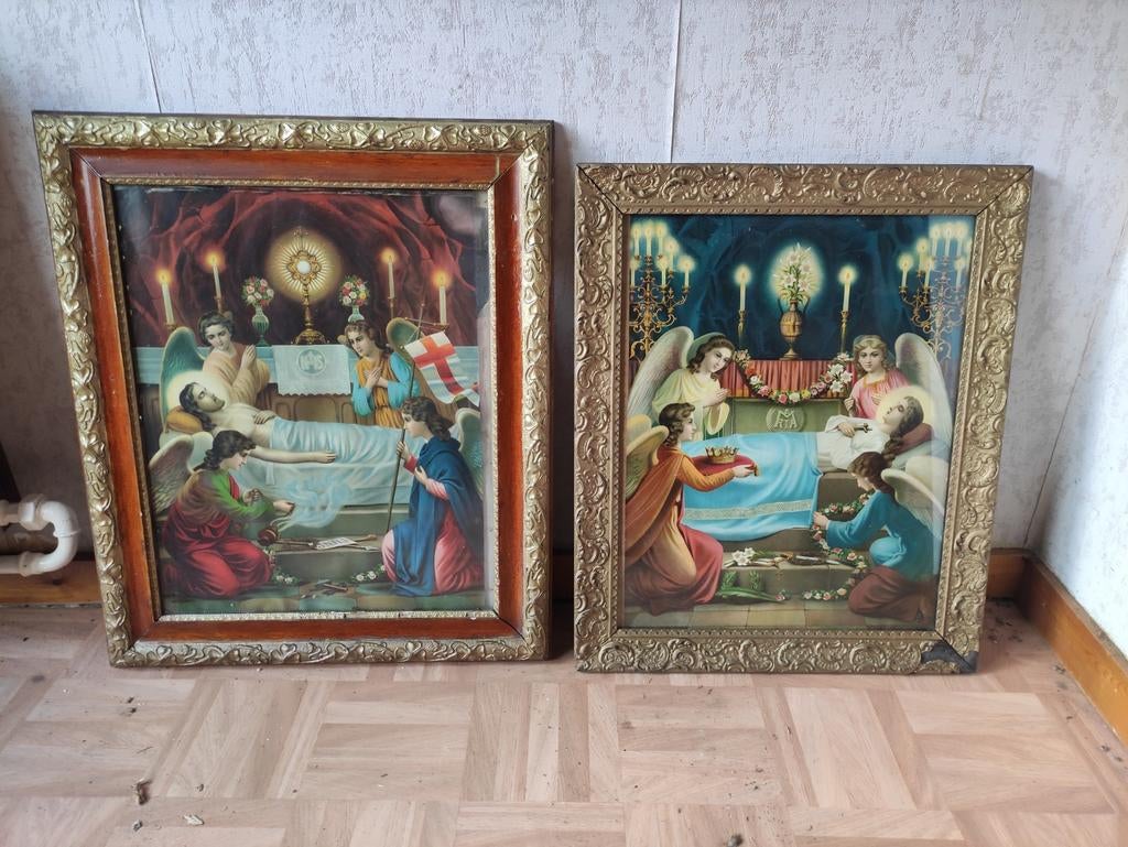Religieuze afbeeldingen in kaders., Antiek en Kunst, Ophalen