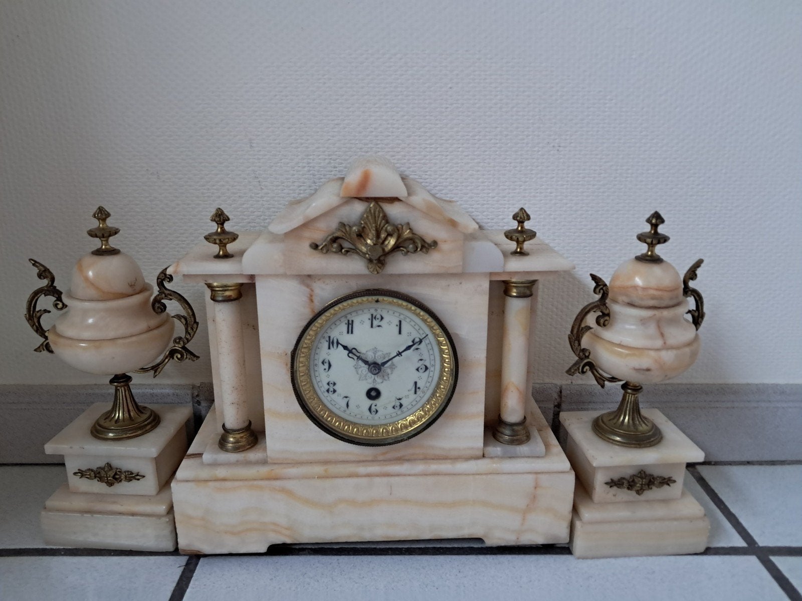 19de eeuwse Franse marmeren klok, Ophalen of Verzenden