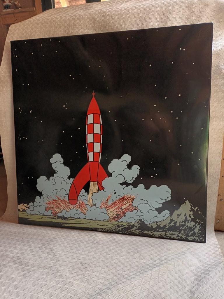 Plaque émaillée Tintin lune 96.5cm x 96.5cm, Verzamelen, Overige Verzamelen, Ophalen, Zo goed als nieuw