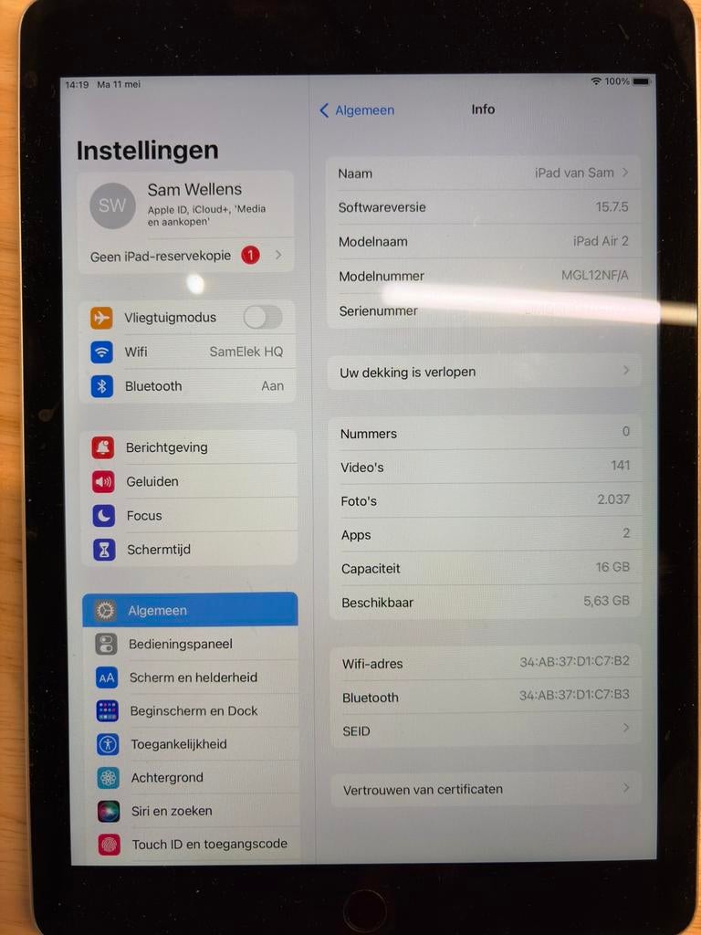 Ipad air 2 16gb, Ophalen, Zo goed als nieuw