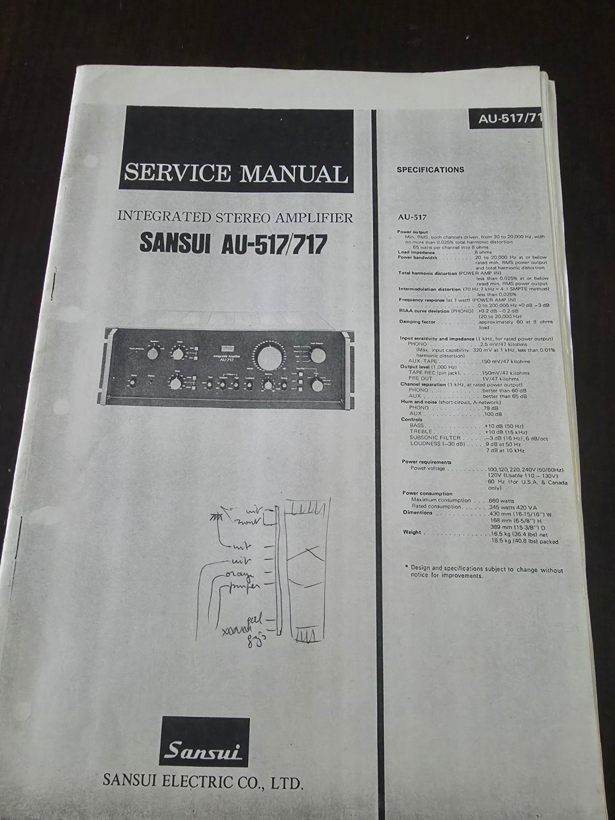 Sansui AU 517/717 service manual, Enlèvement ou Envoi