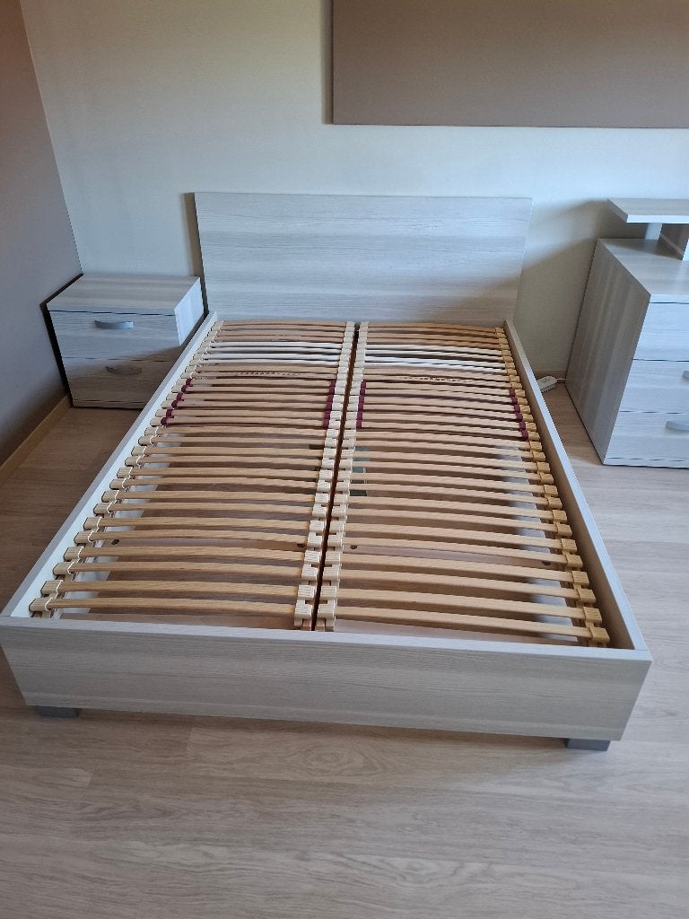 Bed  ( 1.40m )met latoflex, Huis en Inrichting, Slaapkamer | Bedden, Ophalen, Gebruikt, Beige, 140 cm