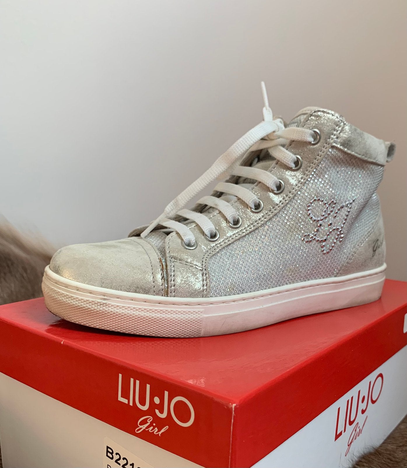 Glinsterende zilverkleurige hoge sneakers, Ophalen, Zo goed als nieuw, Sneakers