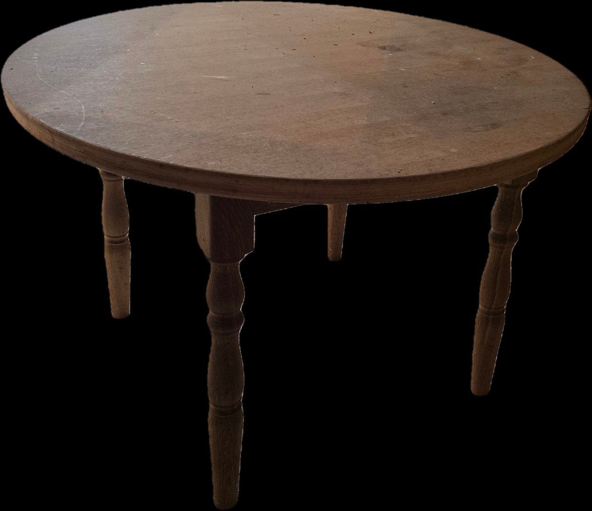 Ronde eiken tafel met 4 eiken poten., Ophalen, Vier personen, Eikenhout, 100 tot 150 cm