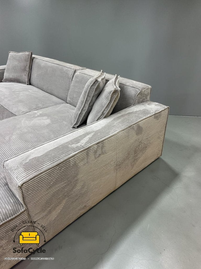 Fauteuil d'angle Belfast en velours gris, angle R, Maison & Meubles, Neuf, Enlèvement ou Envoi, SofaCycle VOF, Zonnestraat 223-229, 9600 Ronse, België